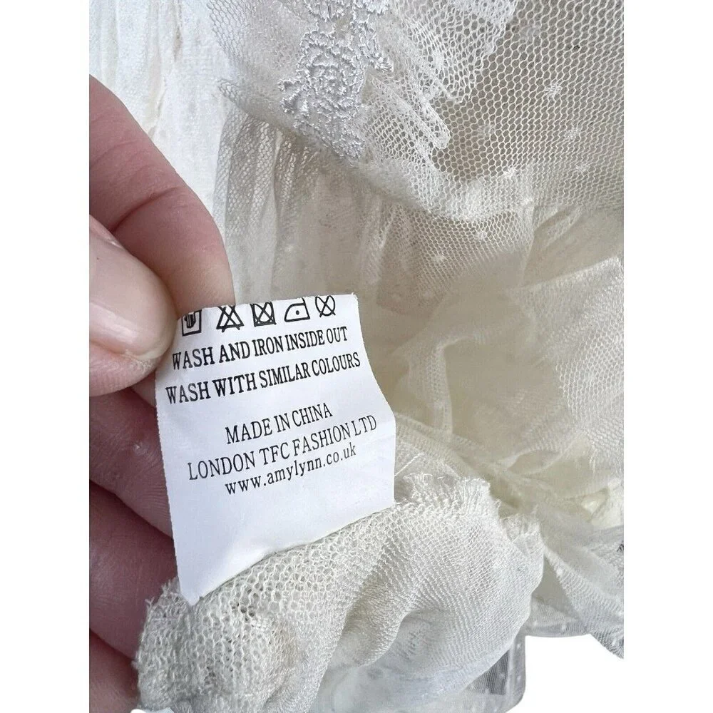 Amy Lynn Dress Cream L Tired Swiss Dot Sheer Fairy Whimsical Romantic Coquette - Picture 9 of 10